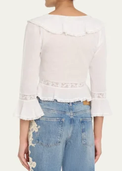 LoveShackFancyOlenna Cotton Victorian Ruffle Top