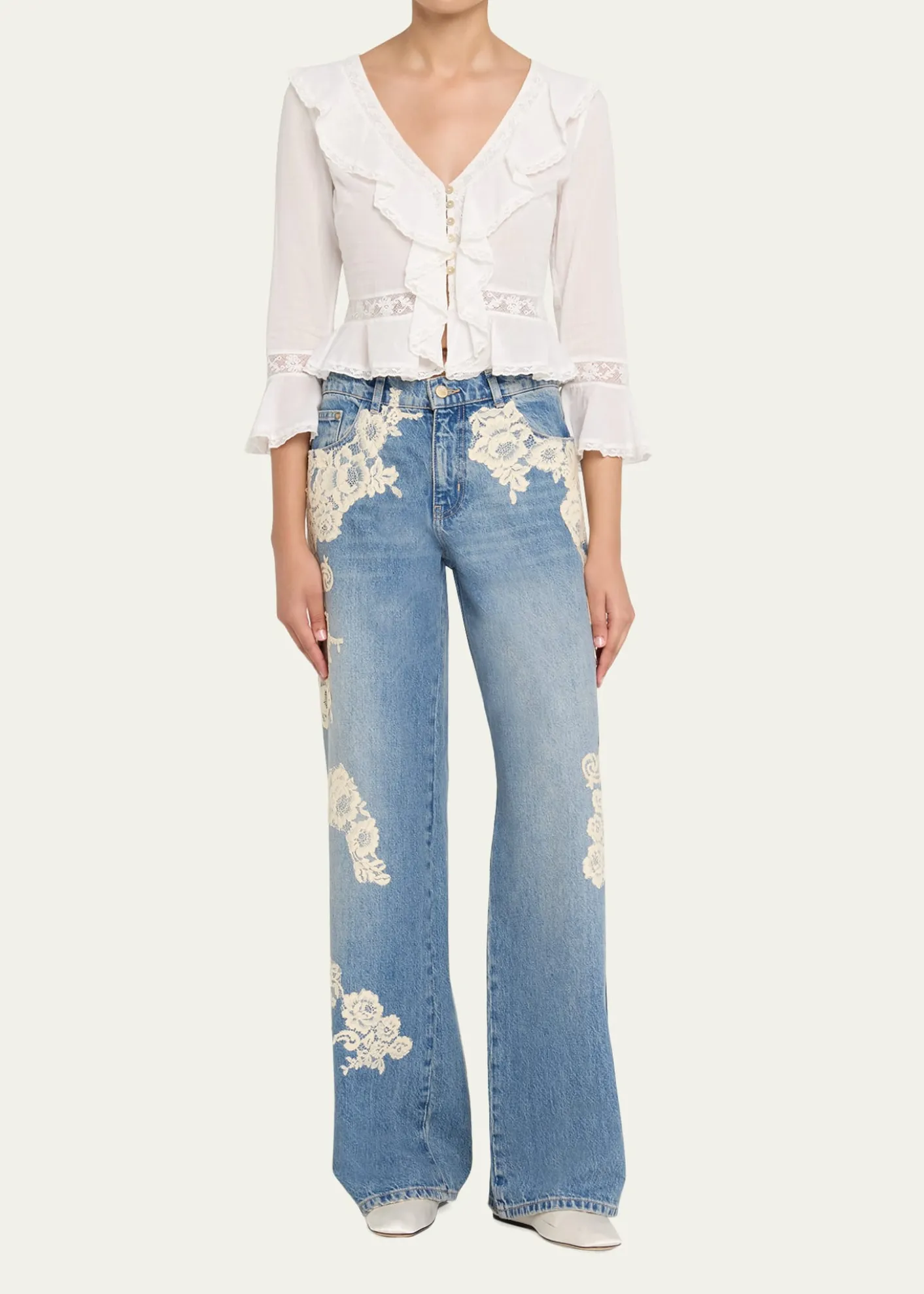 LoveShackFancyOlenna Cotton Victorian Ruffle Top