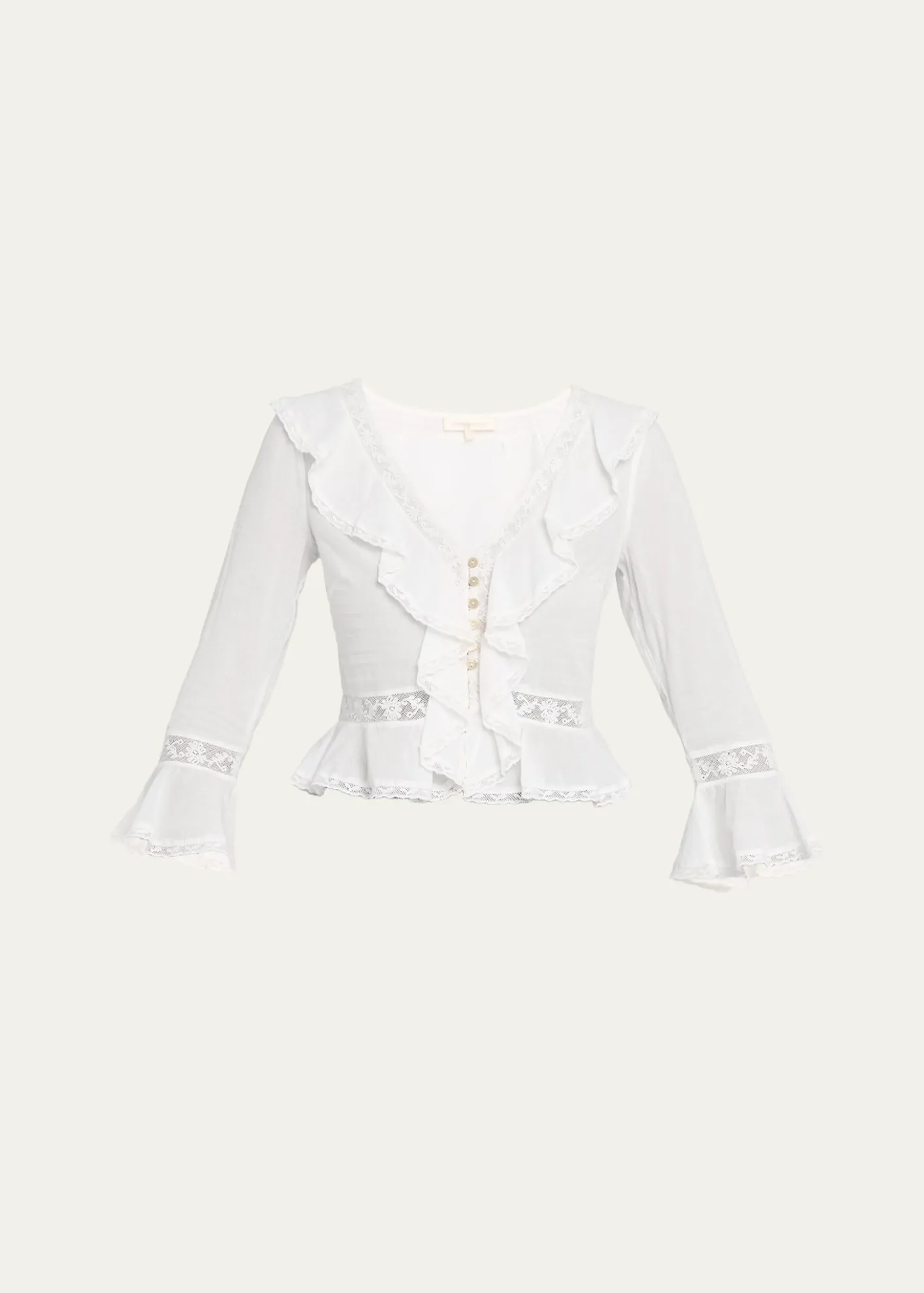 LoveShackFancyOlenna Cotton Victorian Ruffle Top