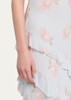 LoveShackFancyRialto Asymmetric Ruffle Maxi Dress