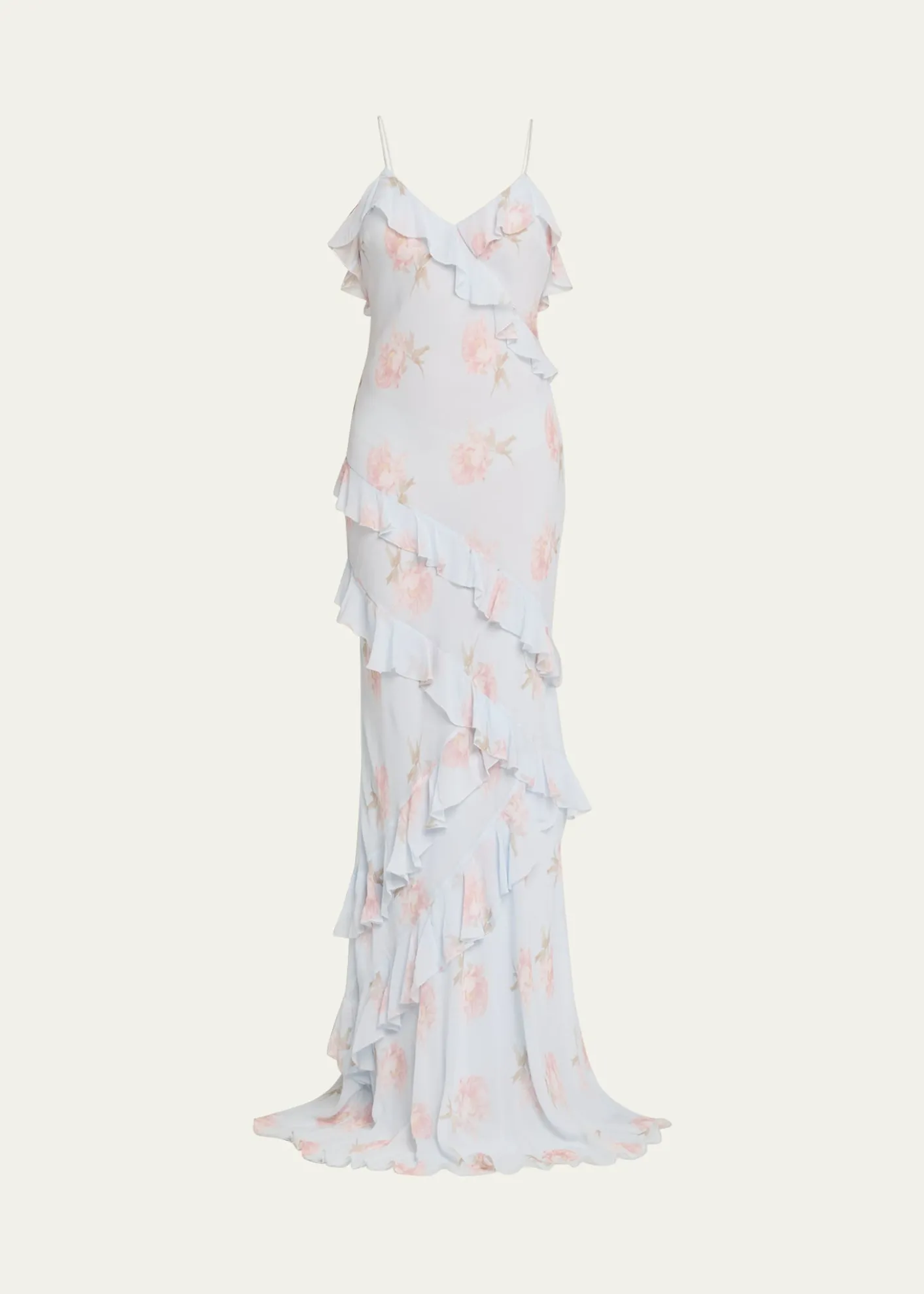 LoveShackFancyRialto Asymmetric Ruffle Maxi Dress