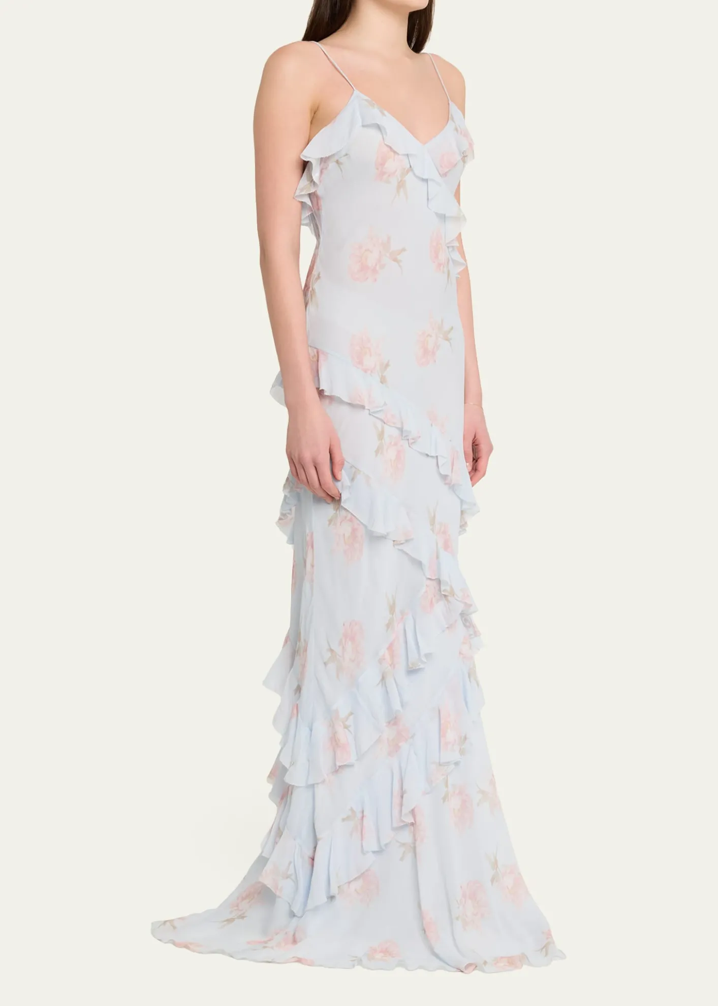 LoveShackFancyRialto Asymmetric Ruffle Maxi Dress