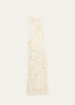 LoveShackFancyRialto Asymmetric Ruffle Maxi Dress