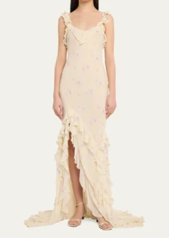 LoveShackFancyRoseline Floral Ruffle Maxi Dress