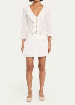 LoveShackFancySolena Cotton Victorian Mini Skirt