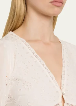 LoveShackFancyTarragon Broderie Anglaise Midi Dress
