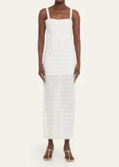 LoveShackFancyVerna Lace Stripe Midi Dress