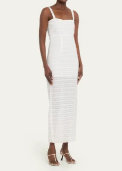 LoveShackFancyVerna Lace Stripe Midi Dress