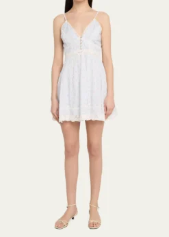 LoveShackFancyZirelle Floral Cotton Lace-Trimmed Mini Dress