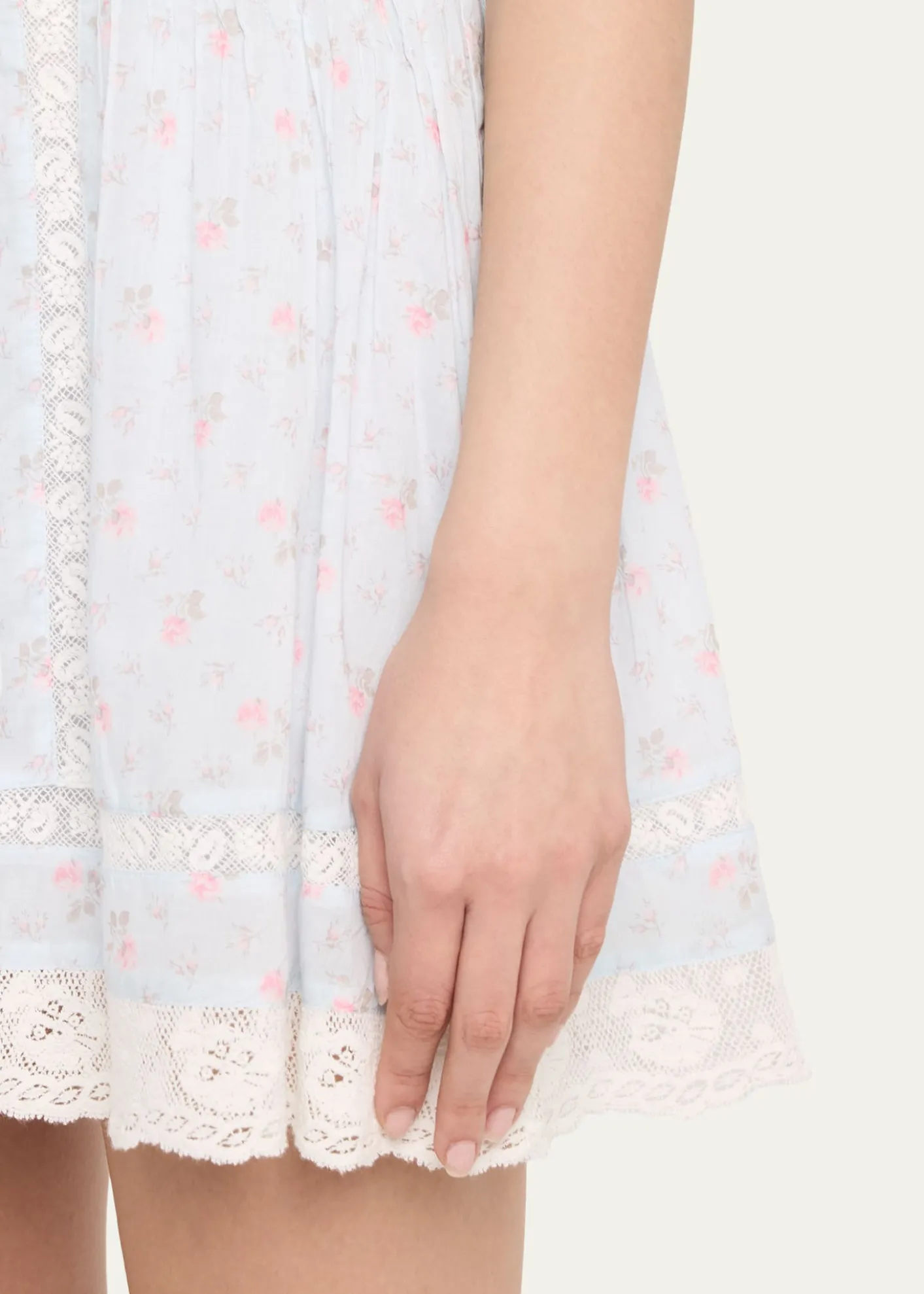 LoveShackFancyZirelle Floral Cotton Lace-Trimmed Mini Dress