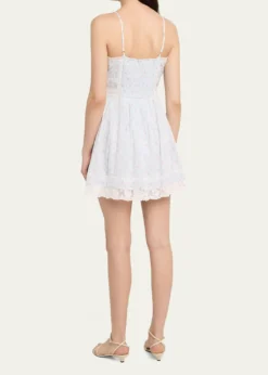 LoveShackFancyZirelle Floral Cotton Lace-Trimmed Mini Dress