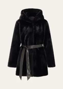 Lyla GrantFur-Free Faux Mink Hooded Coat