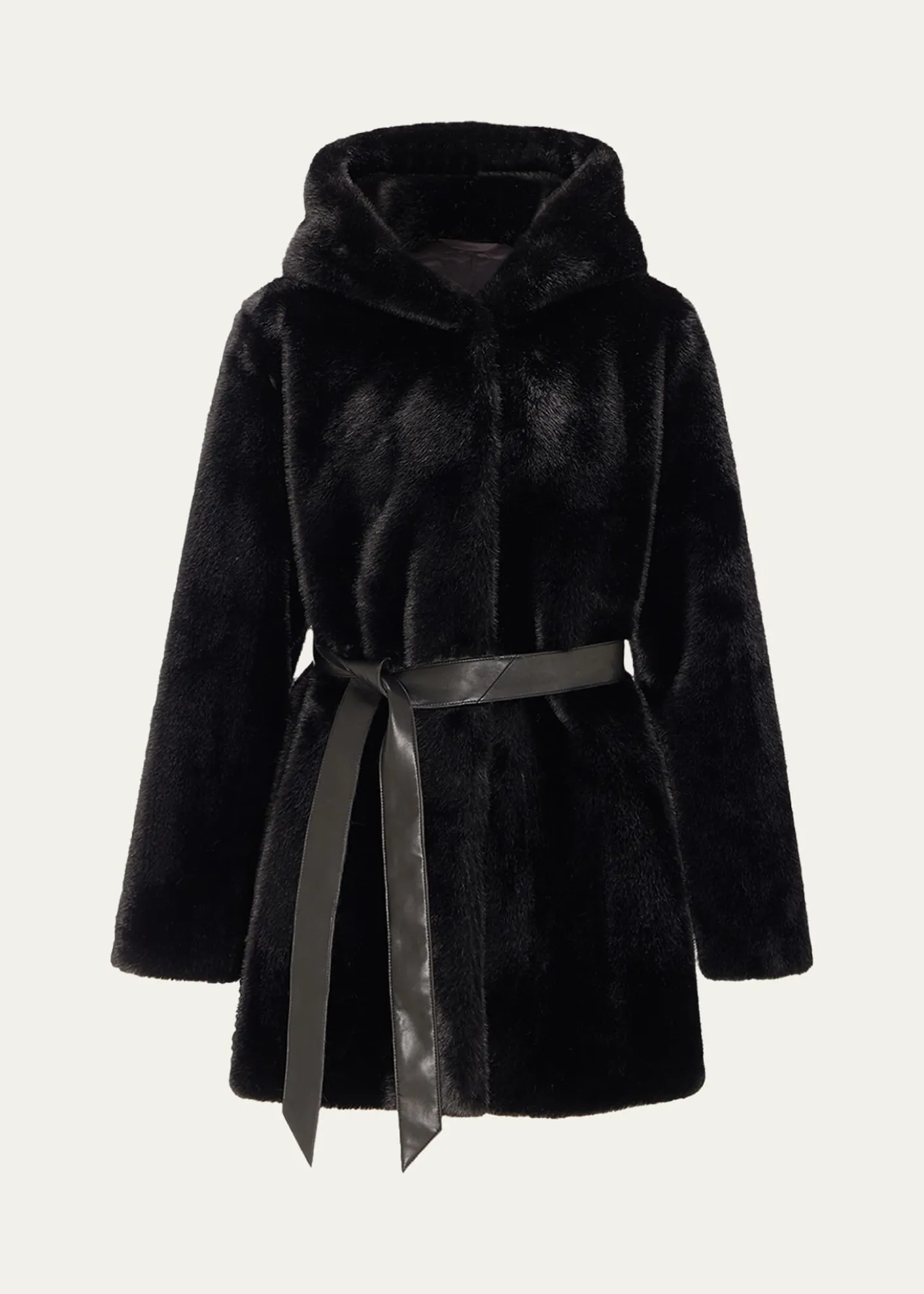 Lyla GrantFur-Free Faux Mink Hooded Coat