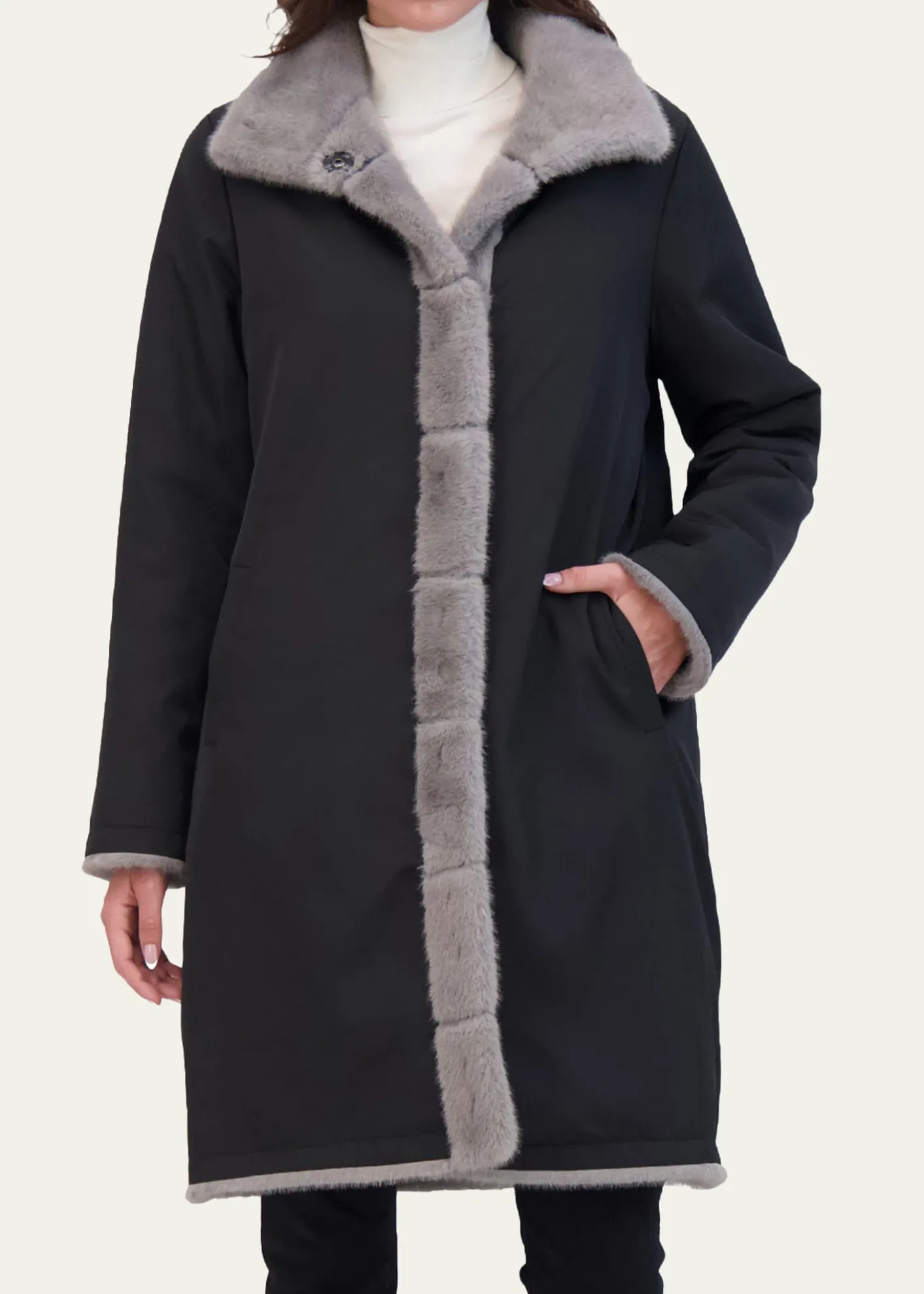 Lyla GrantFur-Free Reversible Faux Mink Coat