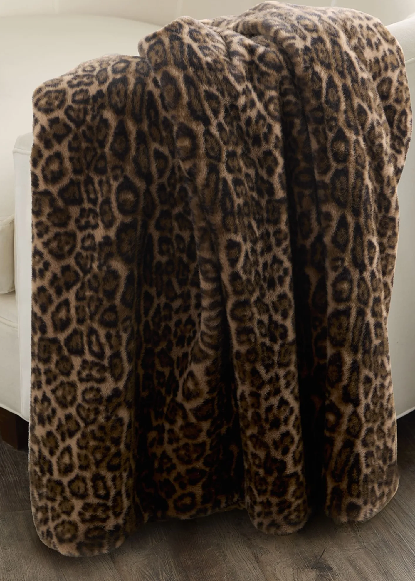 Lyla GrantLeopard-Print Faux Mink Throw, 60" x 72"