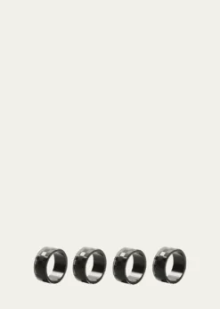 MacKenzie-ChildsBlack Check Napkin Ring, Set of 4