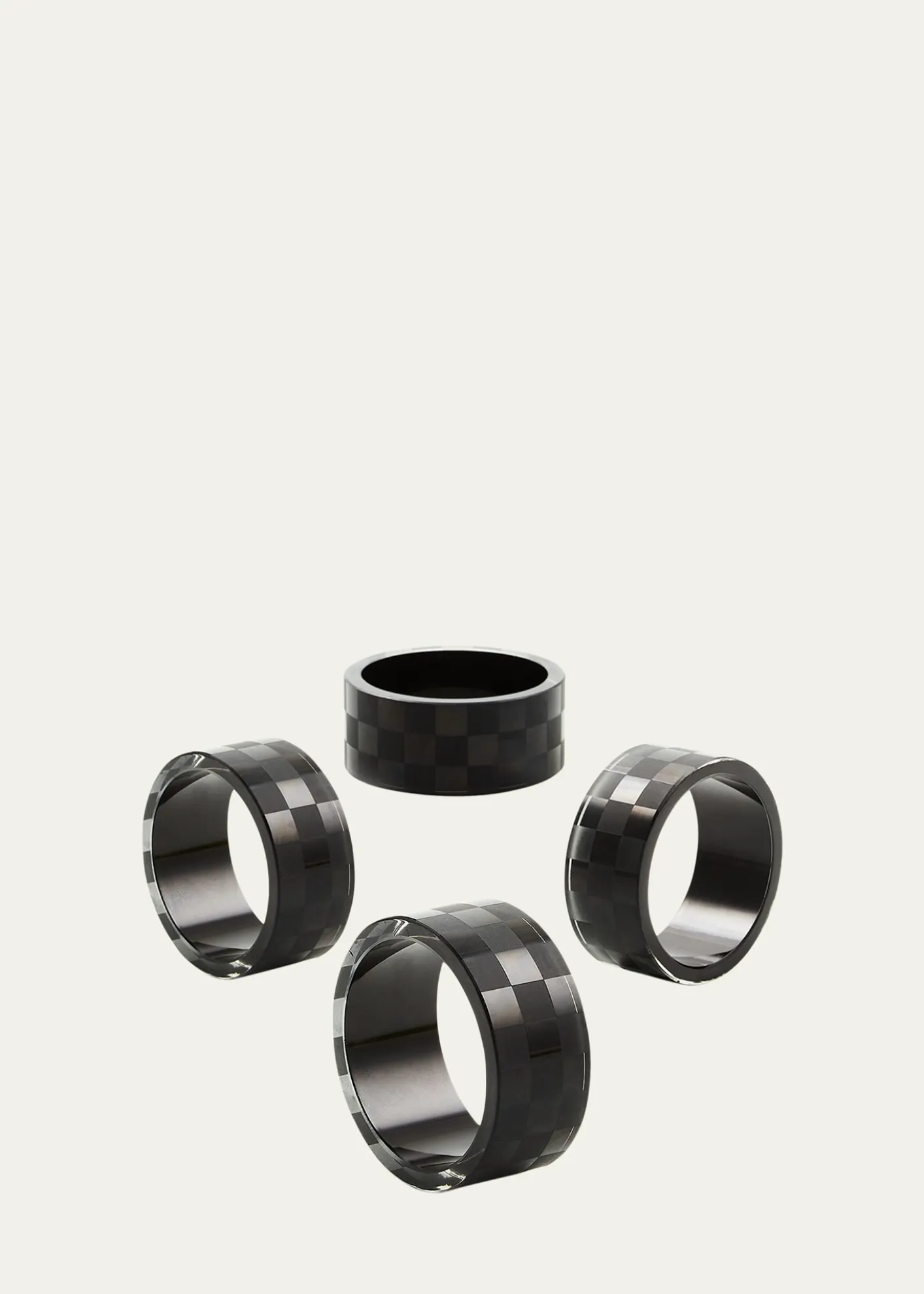 MacKenzie-ChildsBlack Check Napkin Ring, Set of 4