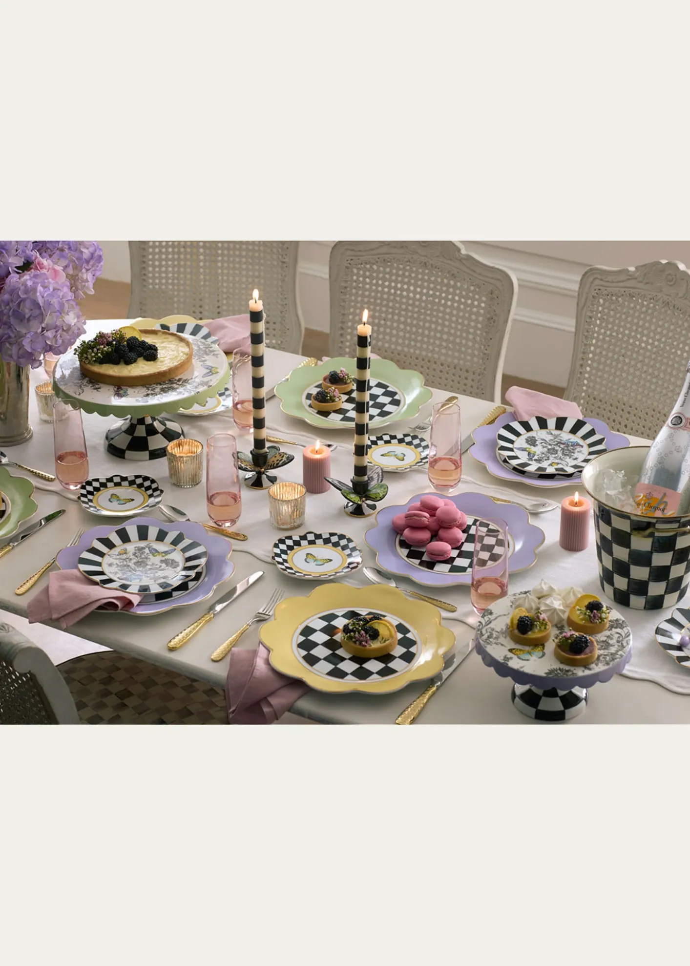 MacKenzie-ChildsButterfly Toile Dinner Plate, Pistachio