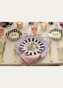 MacKenzie-ChildsButterfly Toile Dinner Plate, Lavender
