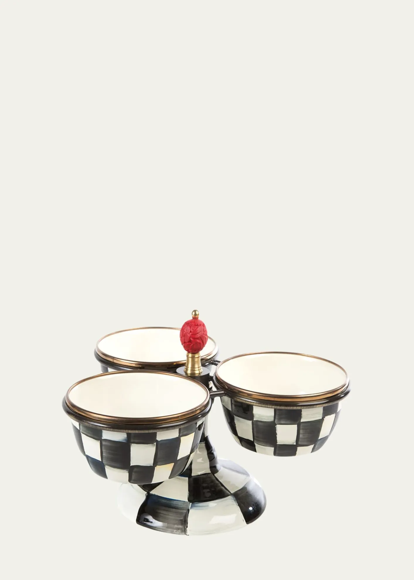 MacKenzie-ChildsCourtly Check Enamel Triple Bowl Server