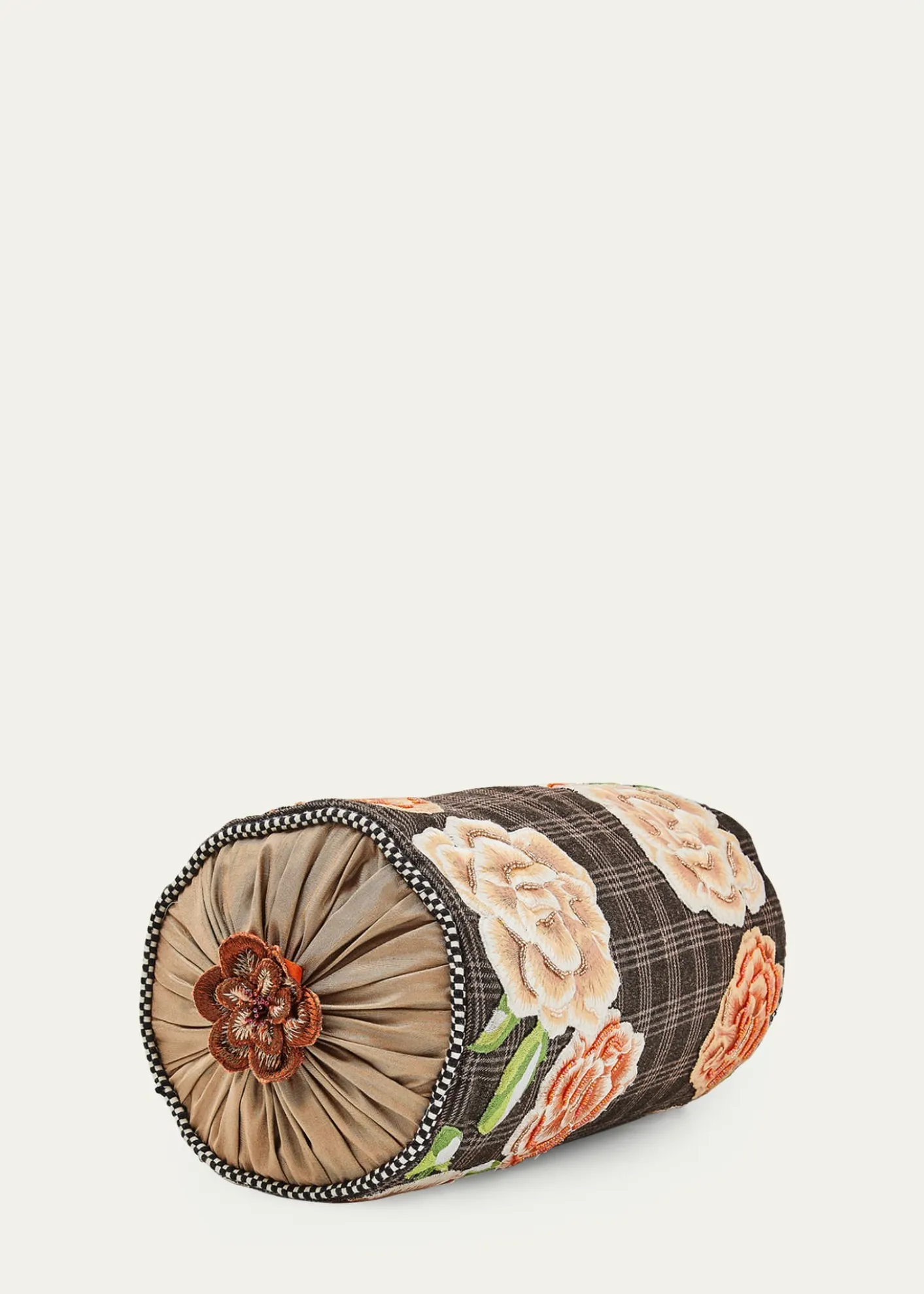 MacKenzie-ChildsField Study Floral Beaded Bolster Pillow, 8" x 16"