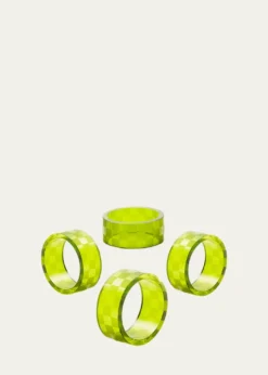 MacKenzie-ChildsGreen Check Napkin Rings, Set of 4