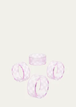 MacKenzie-ChildsLavender Check Napkin Ring, Set of 4
