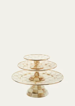 MacKenzie-ChildsMocha Check Mini Pedestal Platter