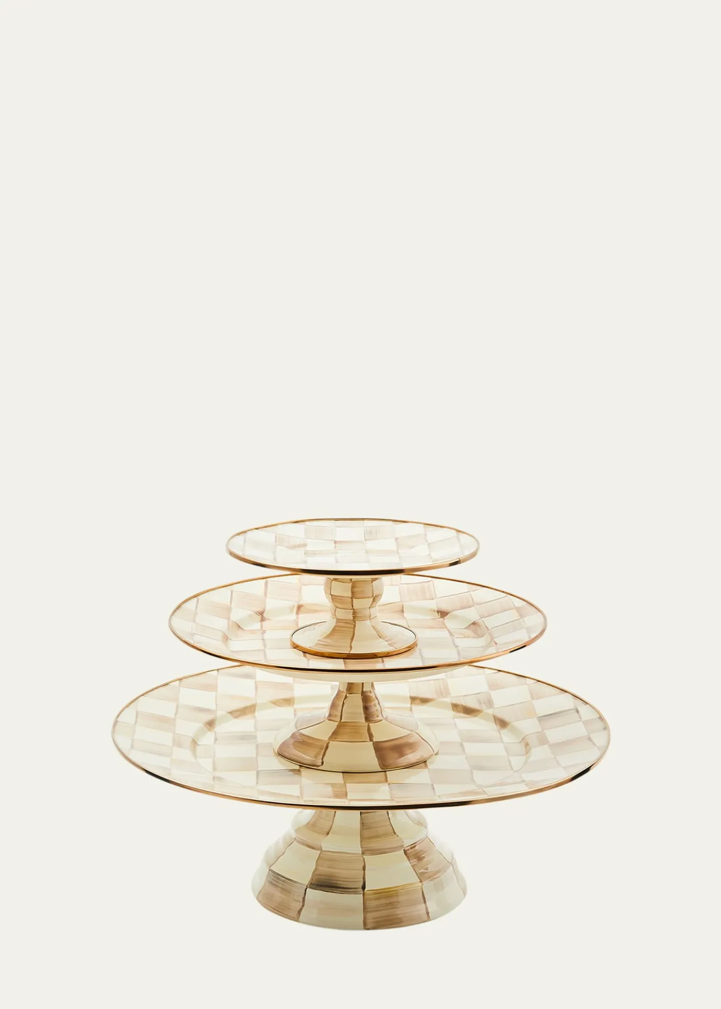 MacKenzie-ChildsMocha Check Mini Pedestal Platter