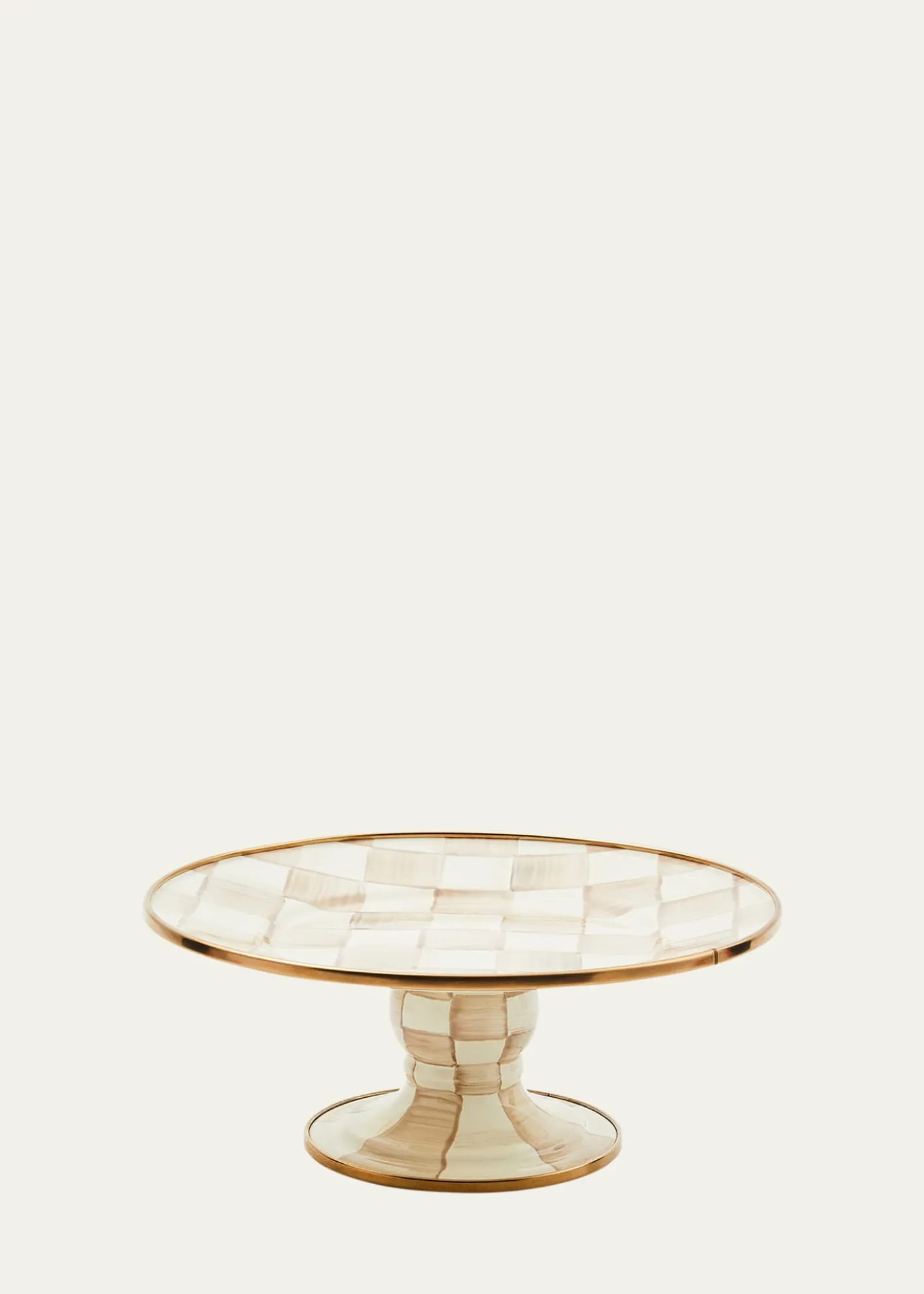 MacKenzie-ChildsMocha Check Mini Pedestal Platter