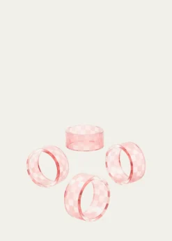 MacKenzie-ChildsPink Check Napkin Rings, Set of 4