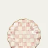 MacKenzie-ChildsRosy Check Ceramic Fluted Dessert Plate