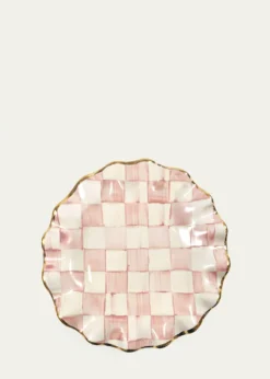 MacKenzie-ChildsRosy Check Ceramic Fluted Dessert Plate