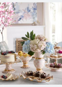 MacKenzie-ChildsRosy Check Ceramic Fluted Dessert Plate