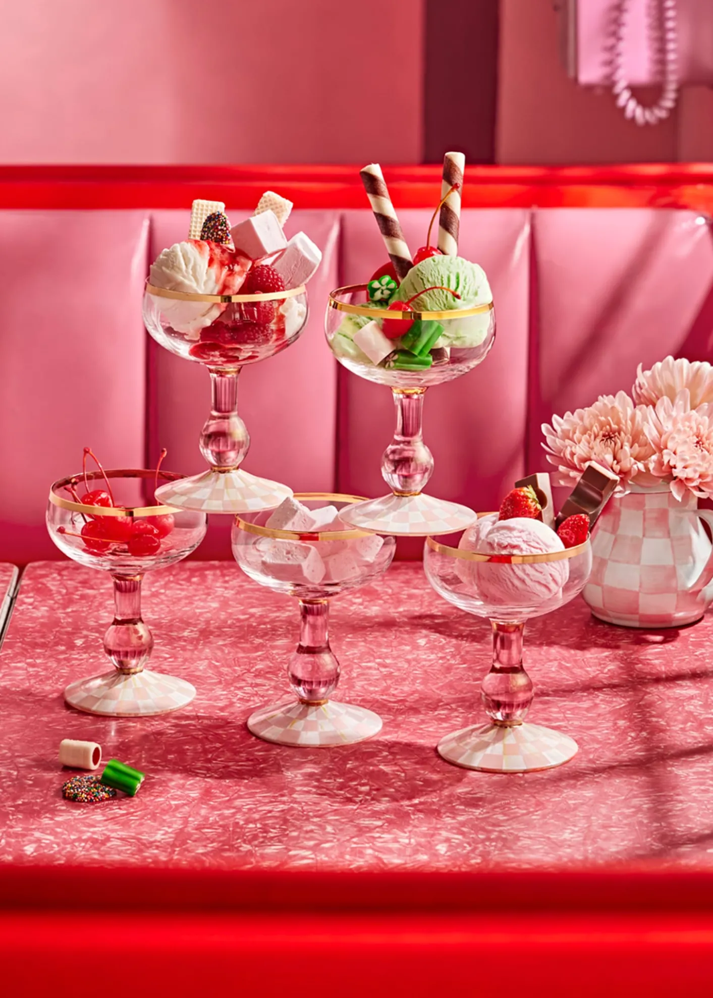 MacKenzie-ChildsRosy Check Coupe Glass