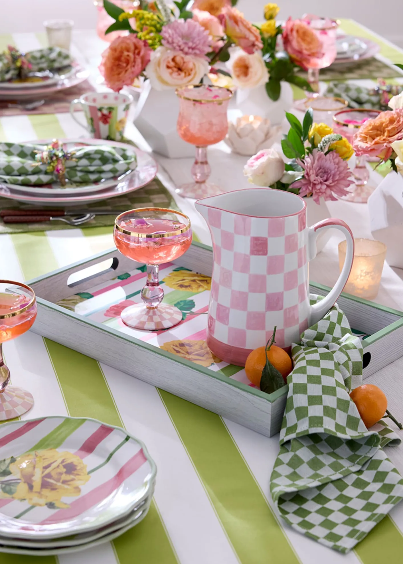 MacKenzie-ChildsRosy Check Coupe Glass