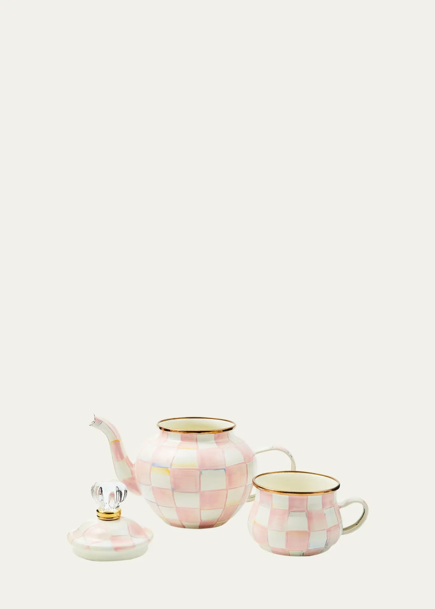 MacKenzie-ChildsRosy Check Enamel High Tea Set
