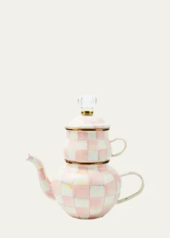 MacKenzie-ChildsRosy Check Enamel High Tea Set