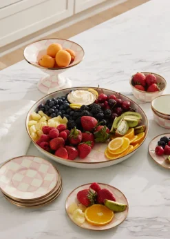 MacKenzie-ChildsRosy Check Enamel Compote Bowl, Small