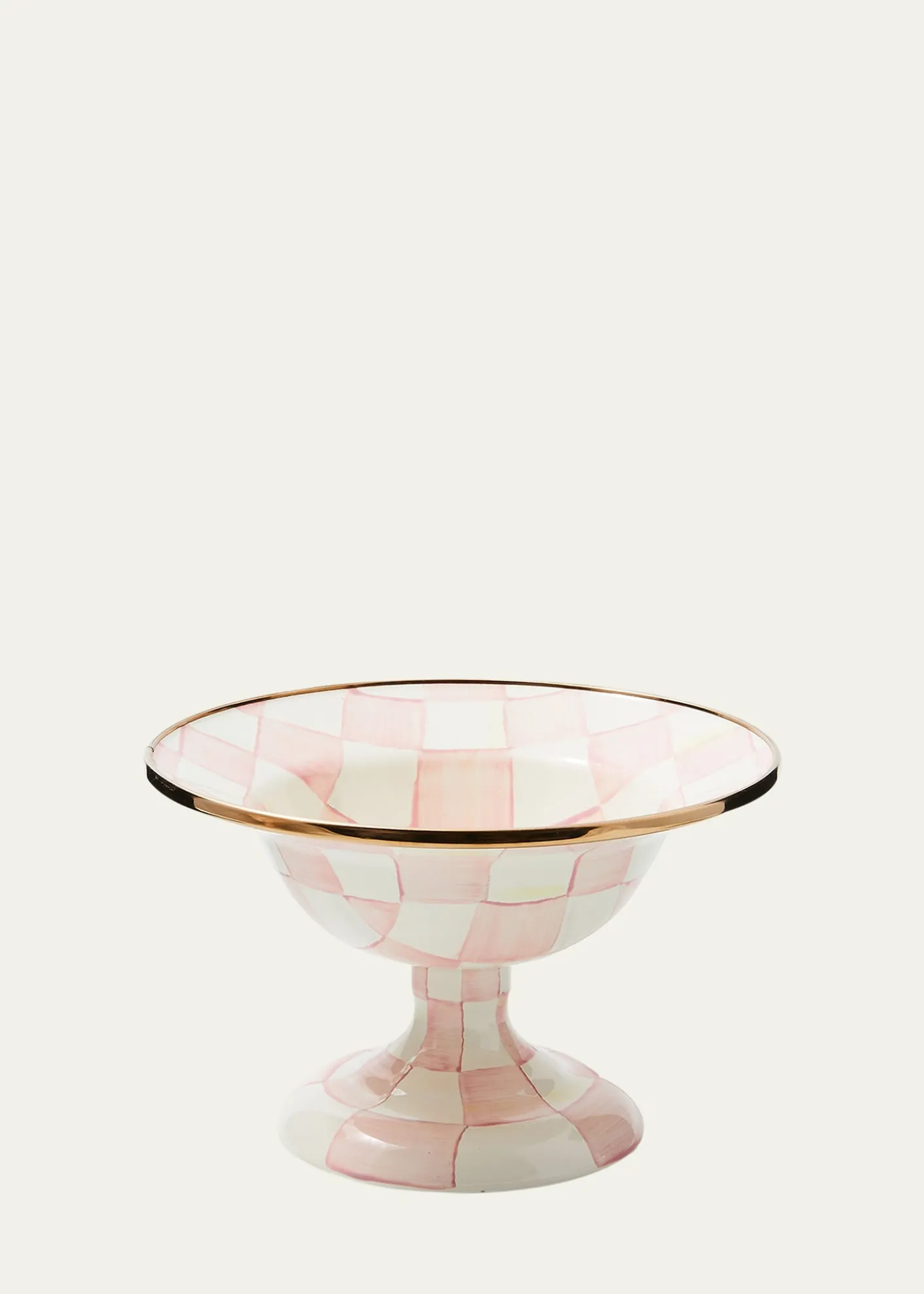 MacKenzie-ChildsRosy Check Enamel Compote Bowl, Small
