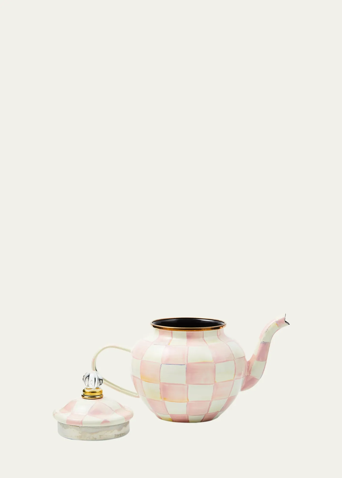 MacKenzie-ChildsRosy Check Enamel Teapot, 4 Cup