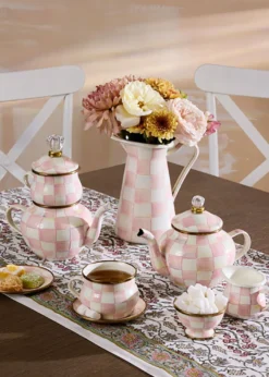 MacKenzie-ChildsRosy Check Enamel Teapot, 4 Cup