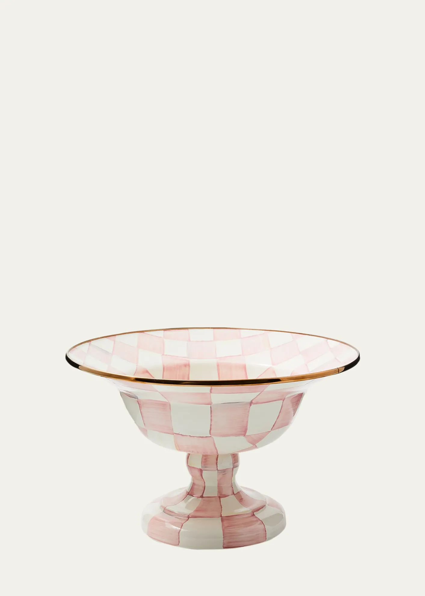 MacKenzie-ChildsRosy Check Enamel Compote Bowl, Large