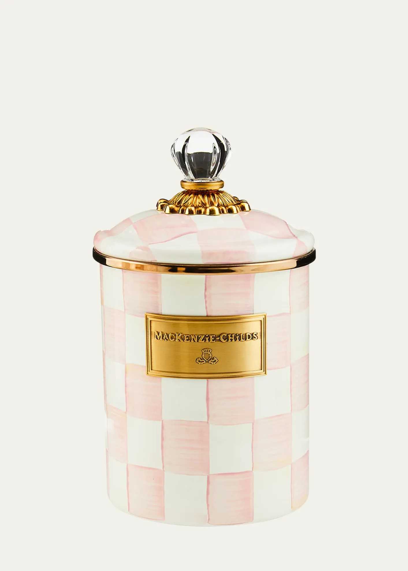 MacKenzie-ChildsRosy Check Enamel Canister, Medium