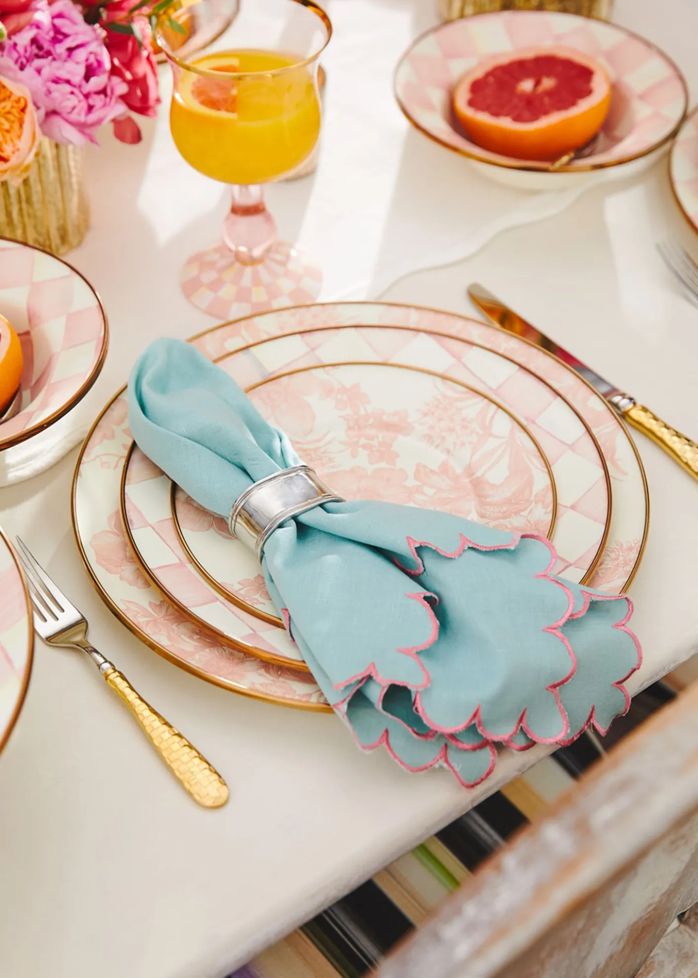 MacKenzie-ChildsRosy Check Enamel Dinner Plate
