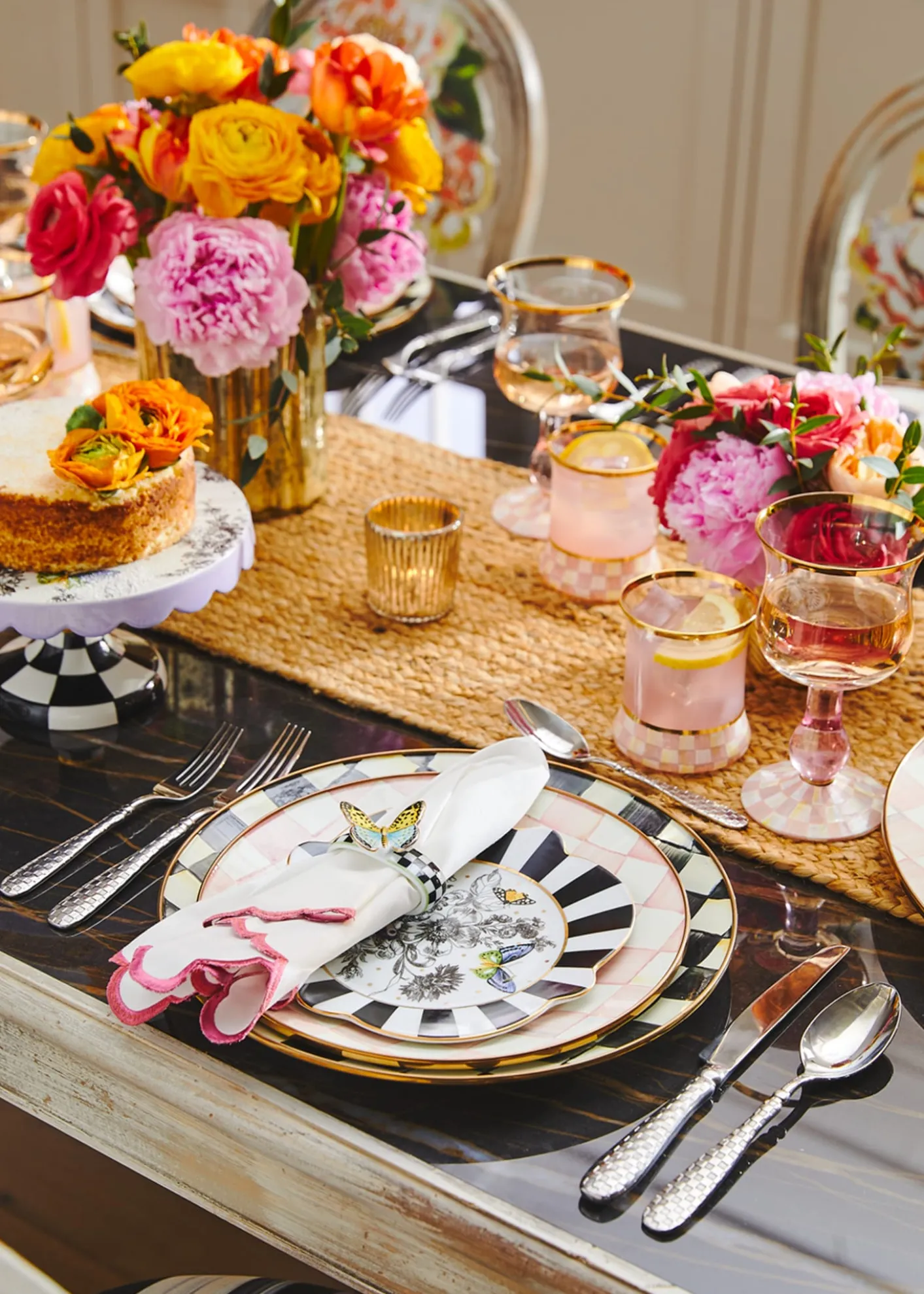MacKenzie-ChildsRosy Check Enamel Dinner Plate