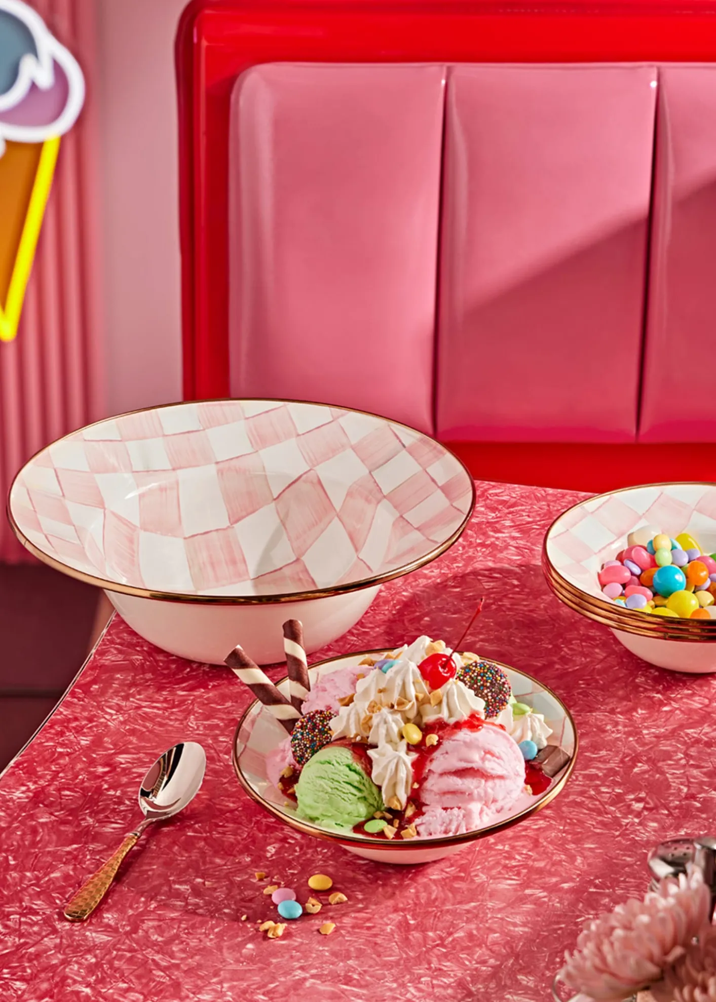 MacKenzie-ChildsRosy Check Enamel Serving Bowl