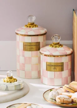 MacKenzie-ChildsRosy Check Enamel Canister, Small