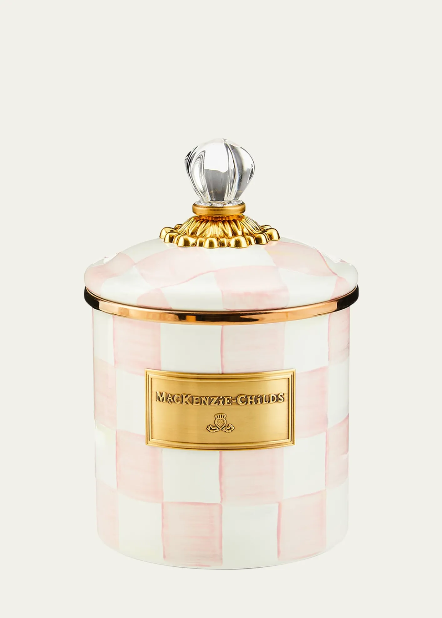 MacKenzie-ChildsRosy Check Enamel Canister, Small