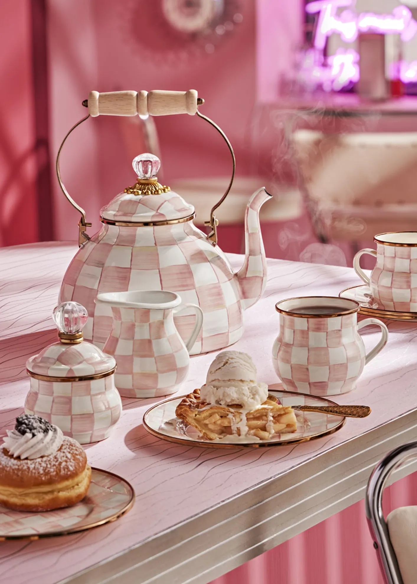 MacKenzie-ChildsRosy Check Enamel Mug